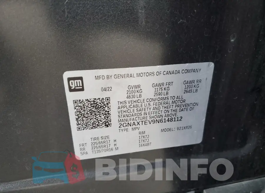 2GNAXTEV9N6148112 Photo# 13