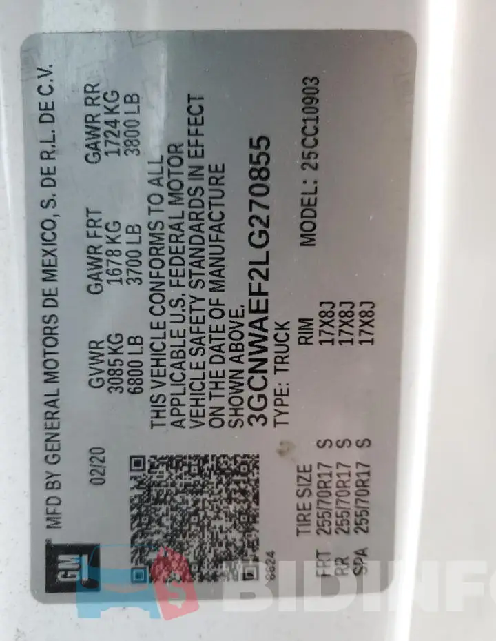3GCNWAEF2LG270855 Photo# 13