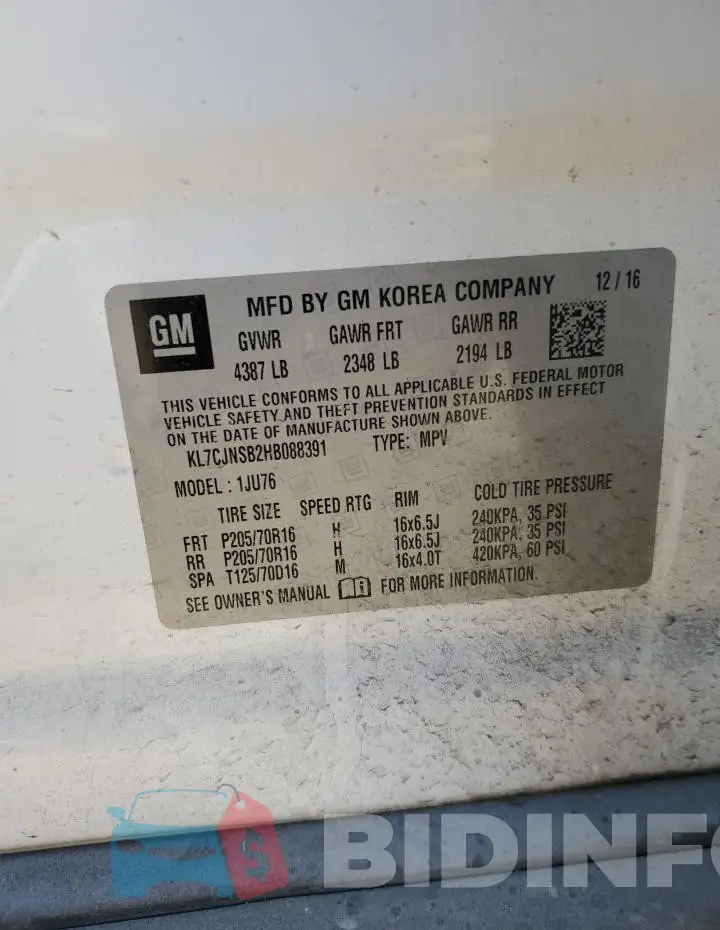 KL7CJNSB2HB088391 Photo# 13