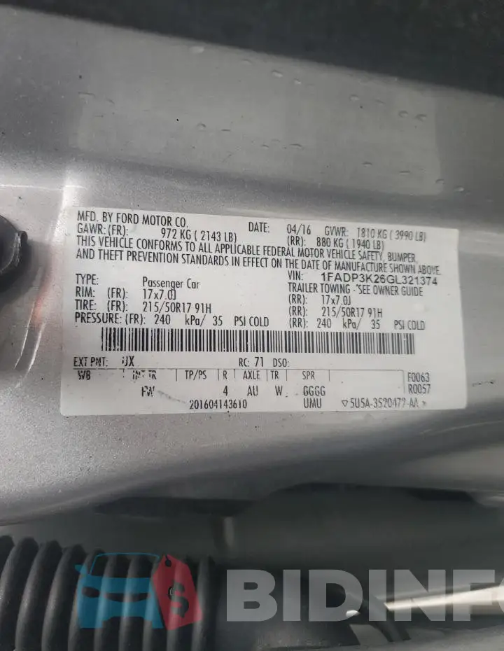 1FADP3K26GL321374 Photo# 12