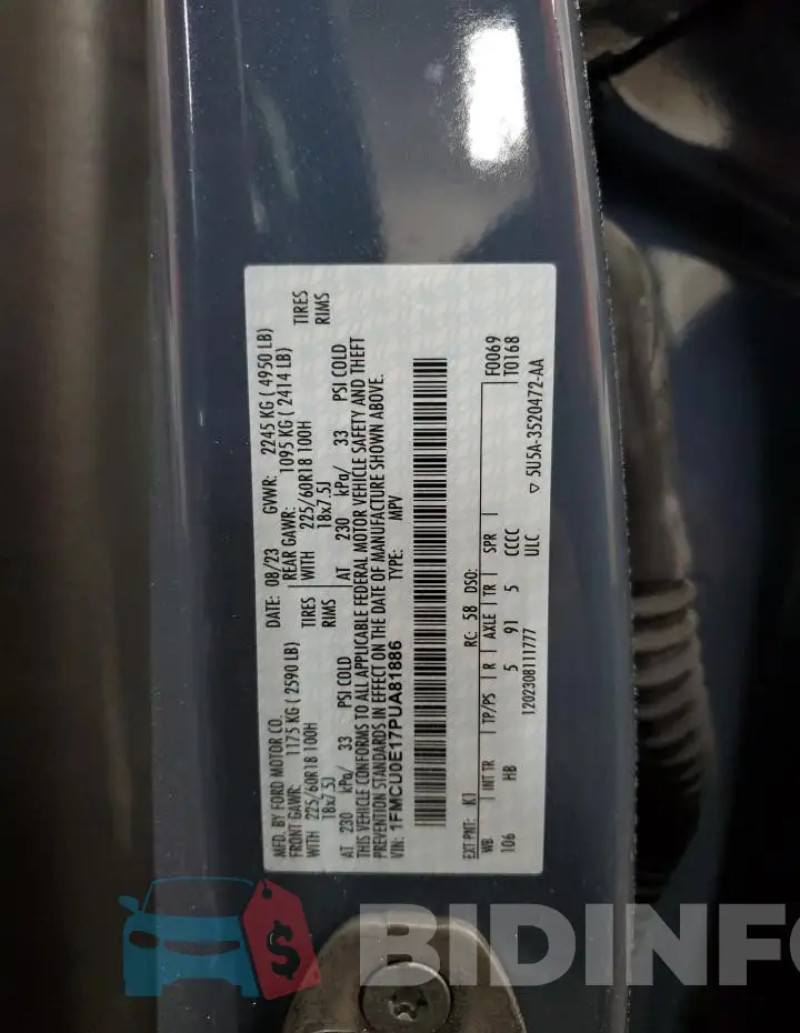 1FMCU0E17PUA81886 Photo# 13