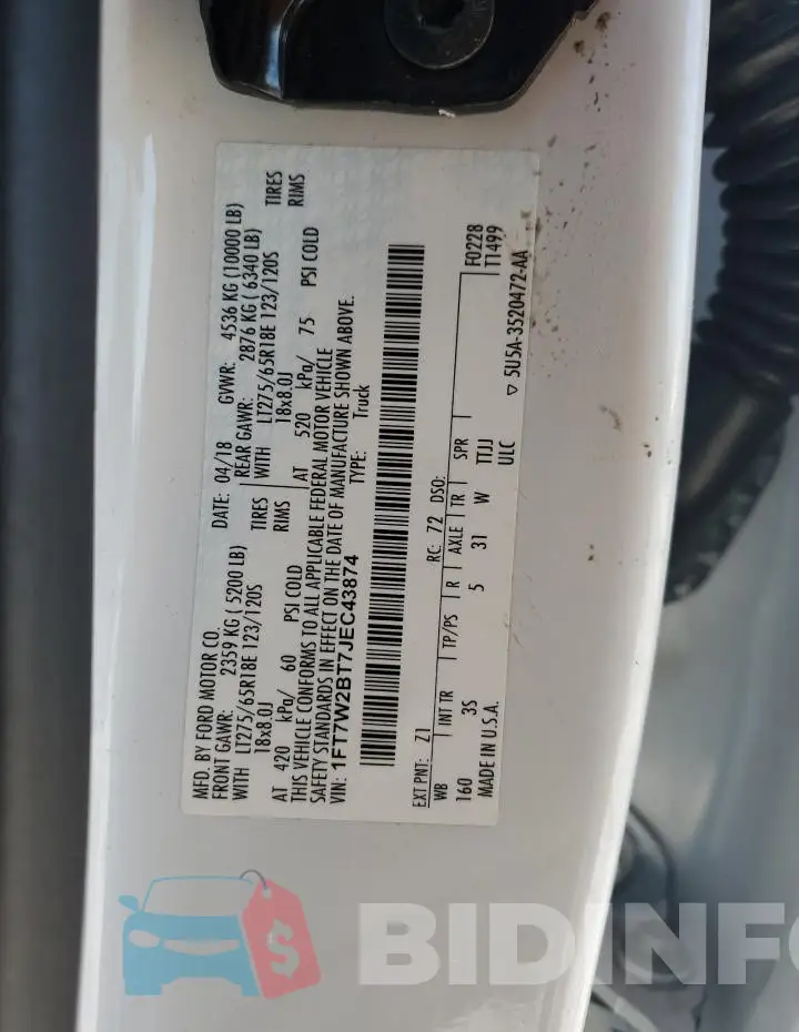 1FT7W2BT7JEC43874 Photo# 13