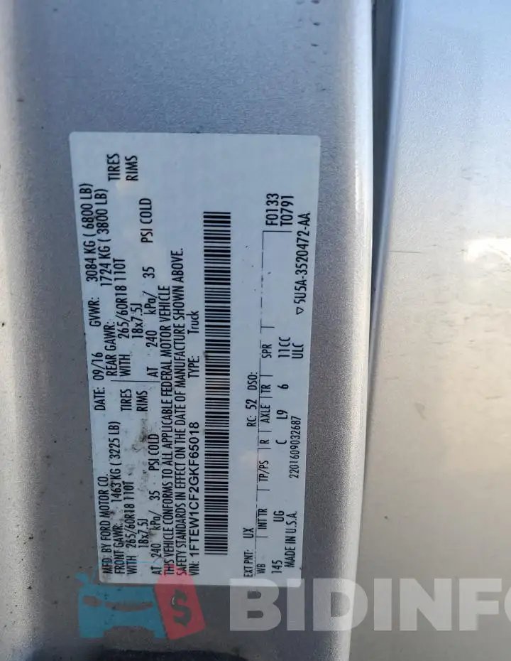 1FTEW1CF2GKF65018 Photo# 12
