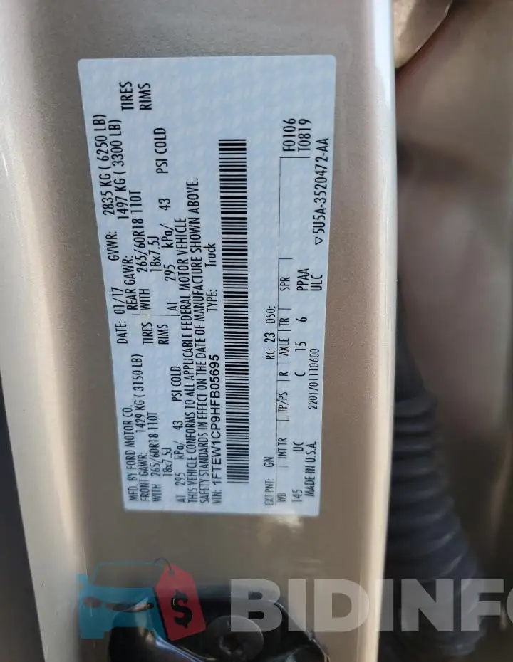1FTEW1CP9HFB05695 Photo# 12