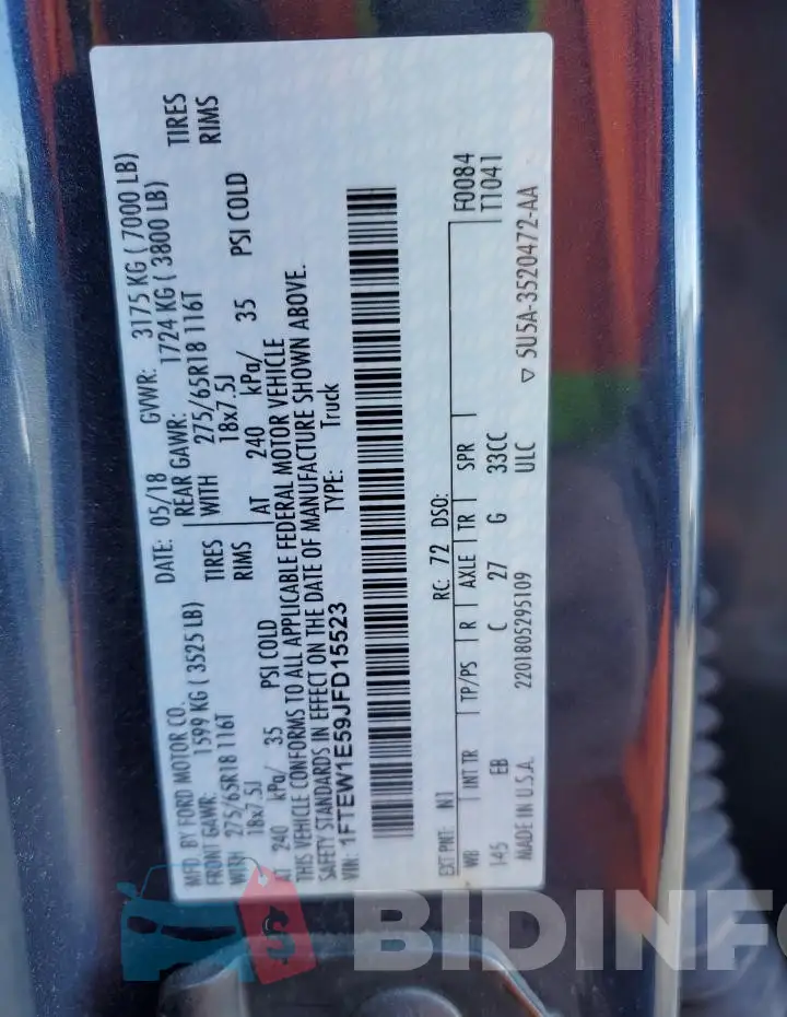 1FTEW1E59JFD15523 Photo# 12