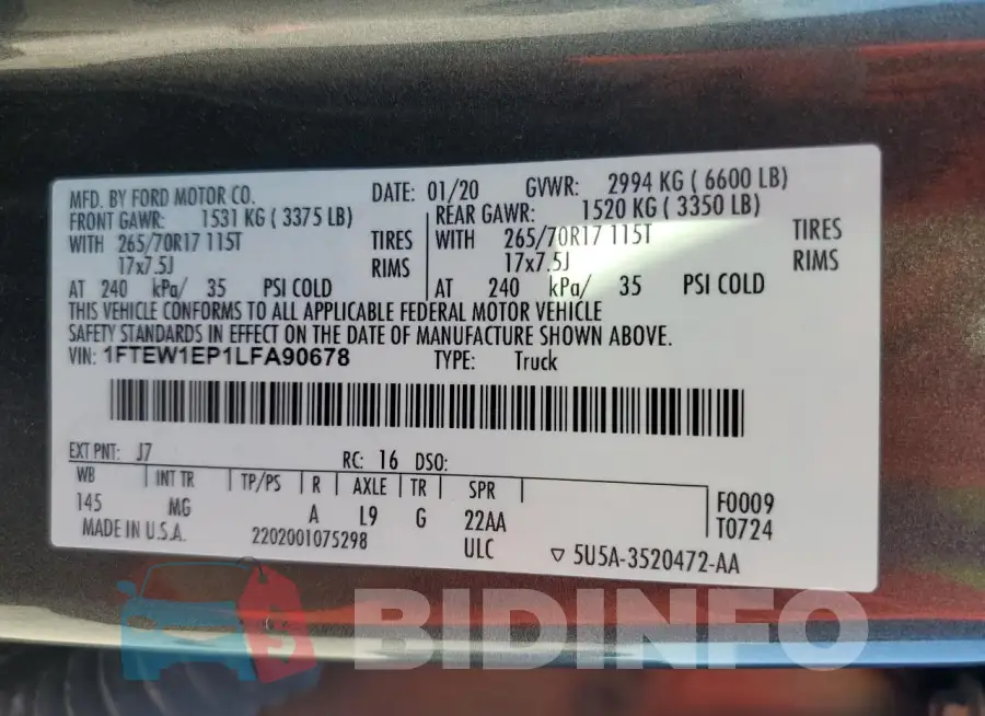 1FTEW1EP1LFA90678 Photo# 12