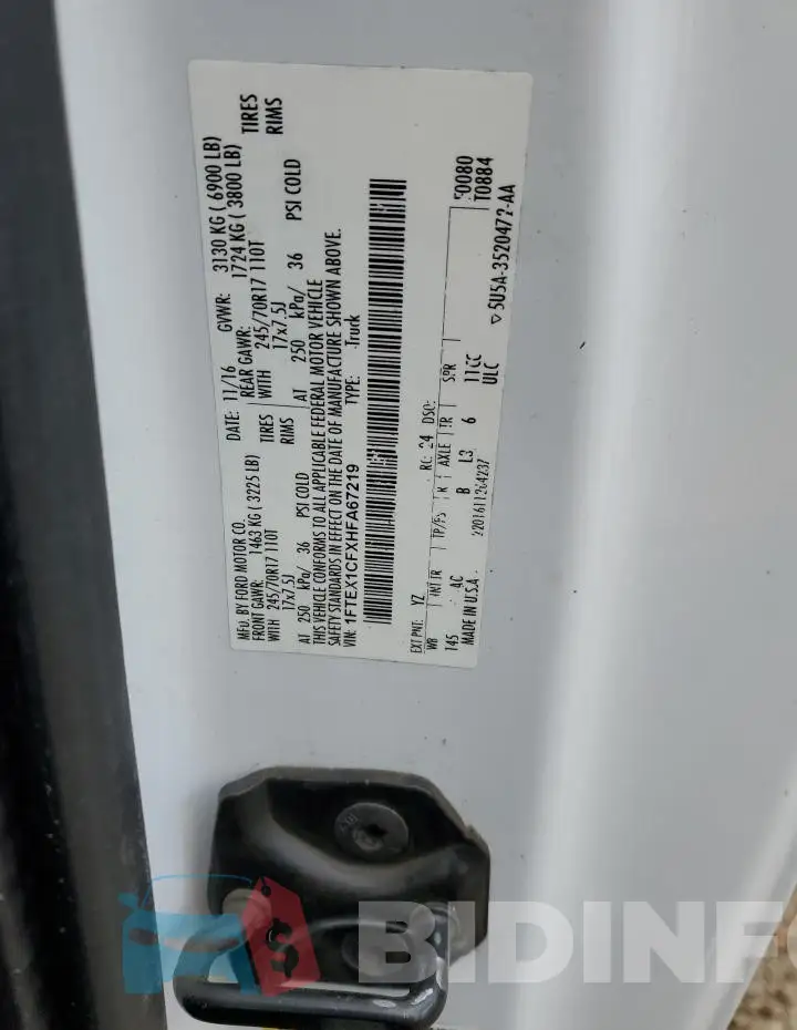 1FTEX1CFXHFA67219 Photo# 12