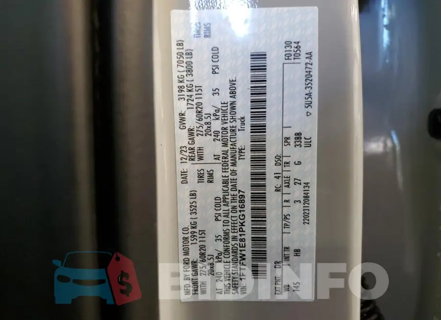 1FTFW1E81PKG16897 Photo# 12