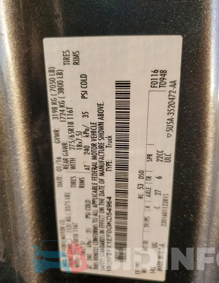 1FTFX1EF0GKD54964 Photo# 12