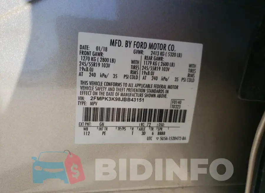 2FMPK3K98JBB43151 Photo# 14