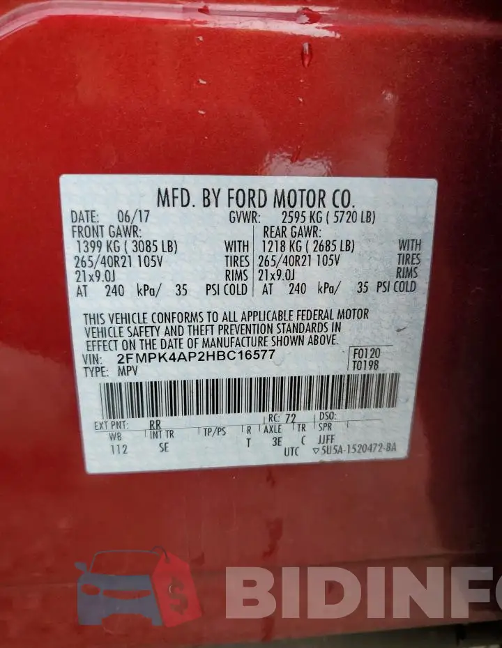 2FMPK4AP2HBC16577 Photo# 13
