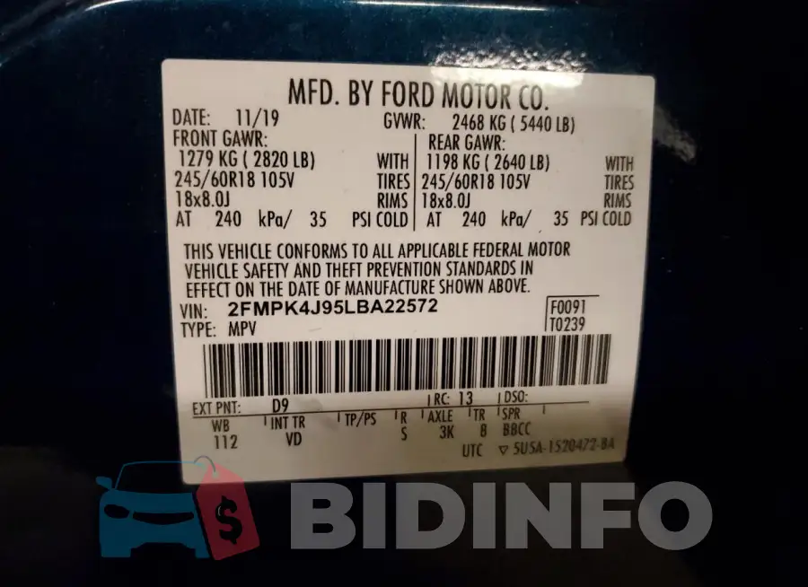 2FMPK4J95LBA22572 Photo# 12