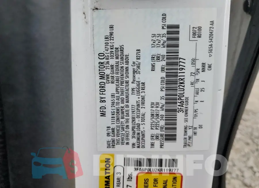 3FA6P0LU2KR119777 Photo# 12