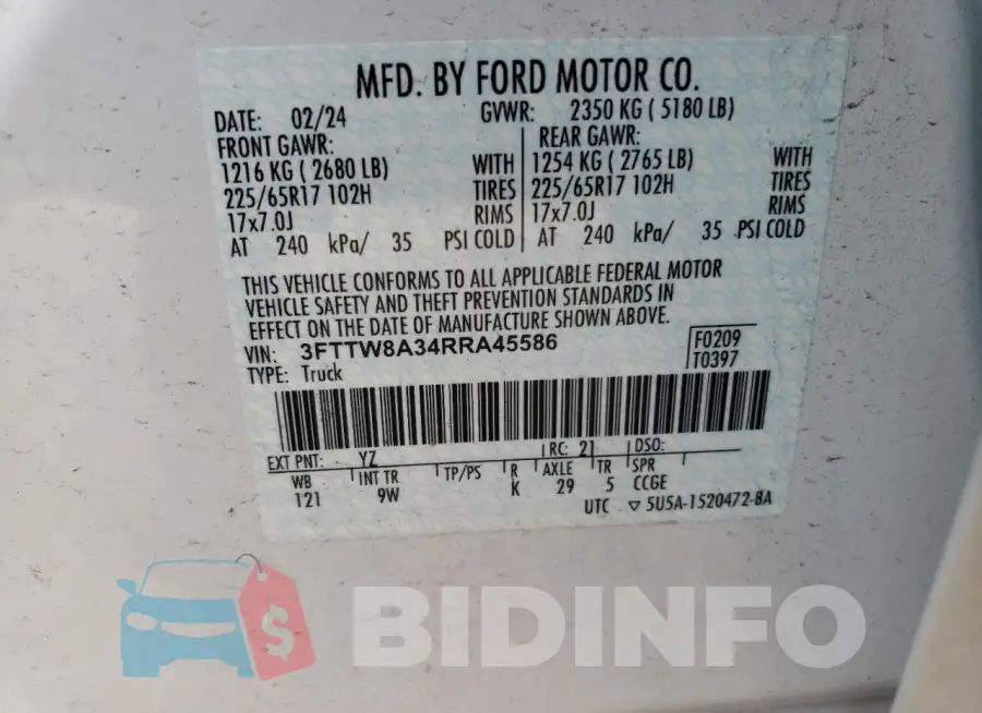 3FTTW8A34RRA45586 Photo# 12