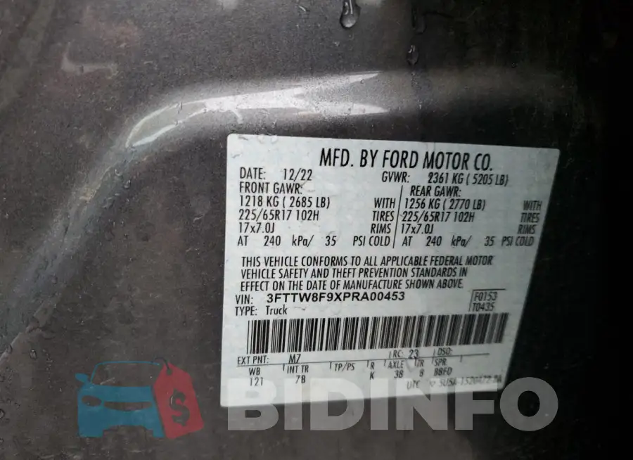 3FTTW8F9XPRA00453 Photo# 13