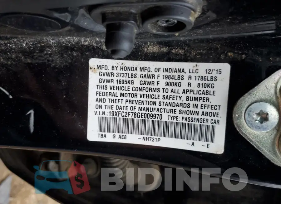 19XFC2F78GE009970 Photo# 12
