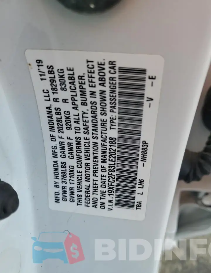 19XFC2F83LE202188 Photo# 12