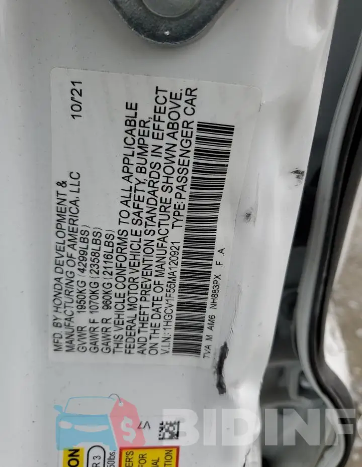 1HGCV1F55MA120921 Photo# 12