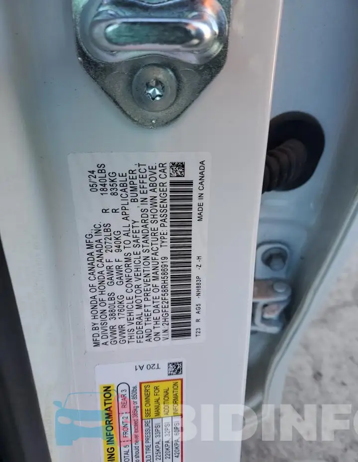 2HGFE2F58RH586919 Photo# 13