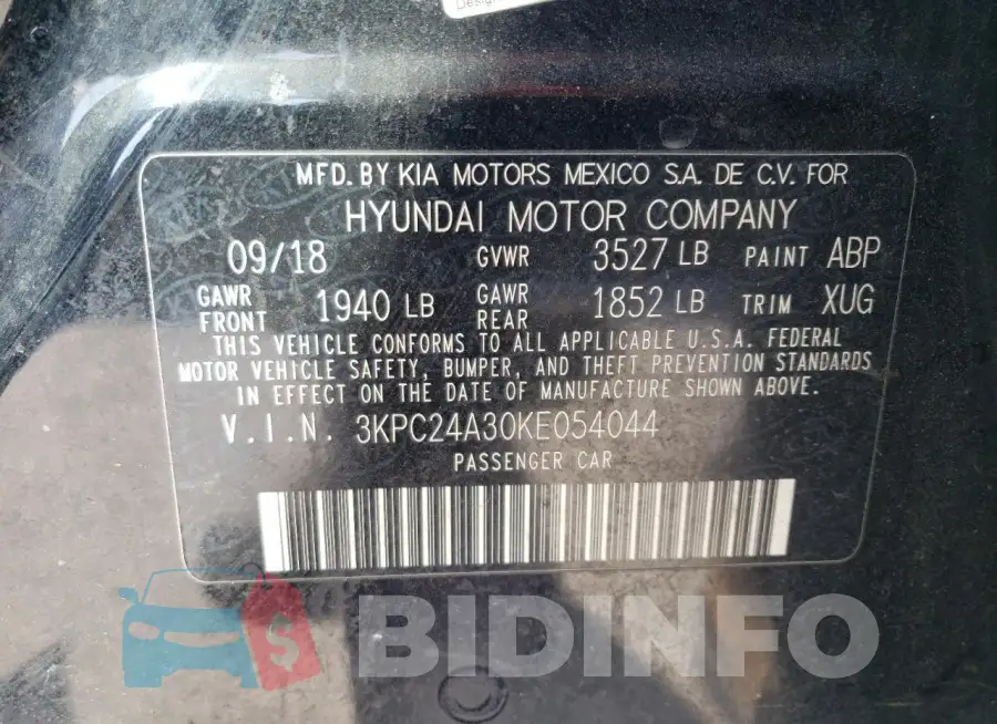 3KPC24A30KE054044 Photo# 12