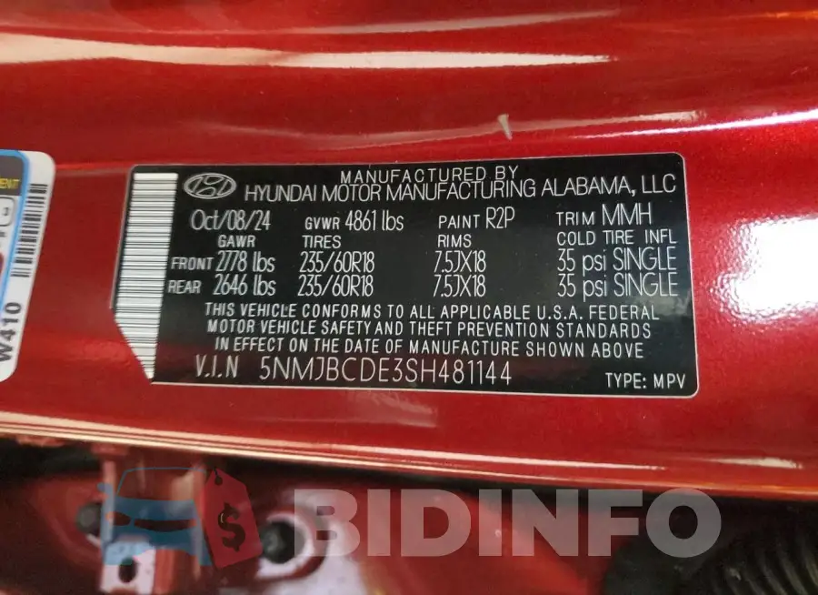 5NMJBCDE3SH481144 Photo# 13