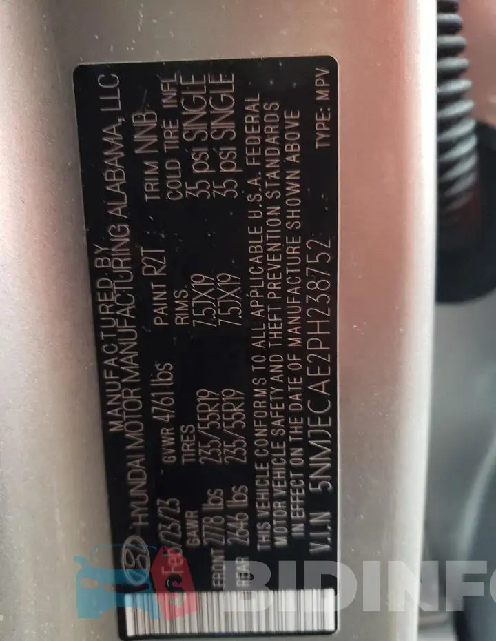 5NMJECAE2PH238752 Photo# 12