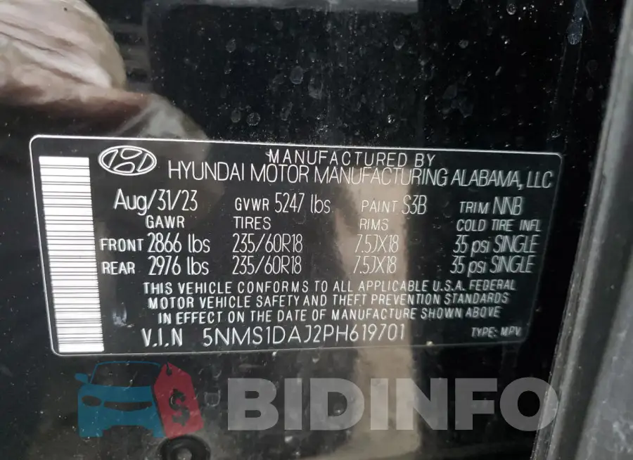 5NMS1DAJ2PH619701 Photo# 14