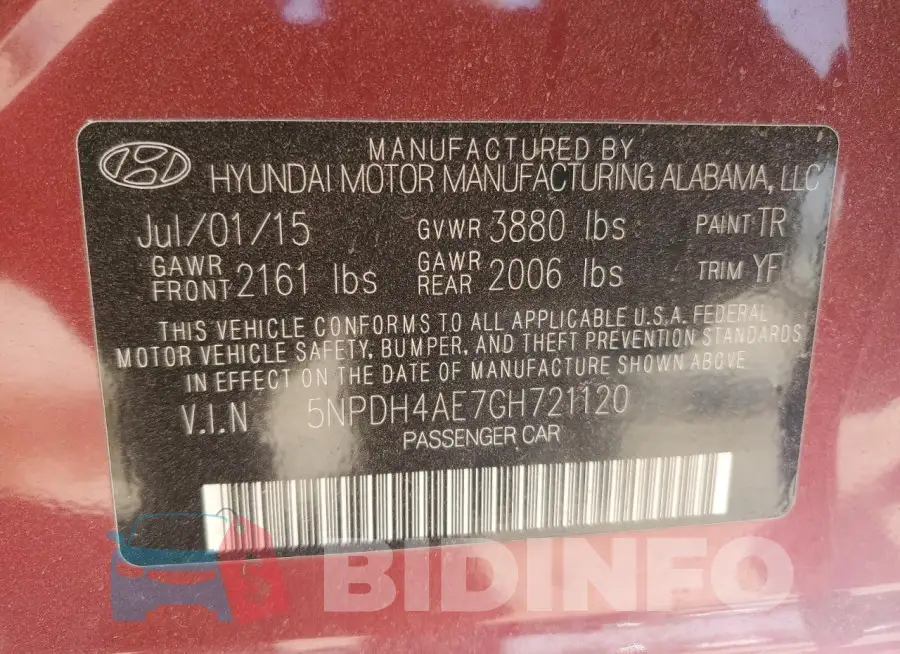 5NPDH4AE7GH721120 Photo# 13