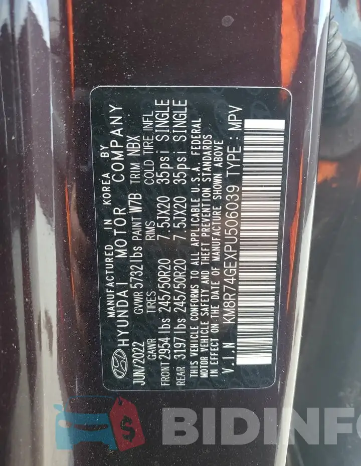 KM8R74GEXPU506039 Photo# 14