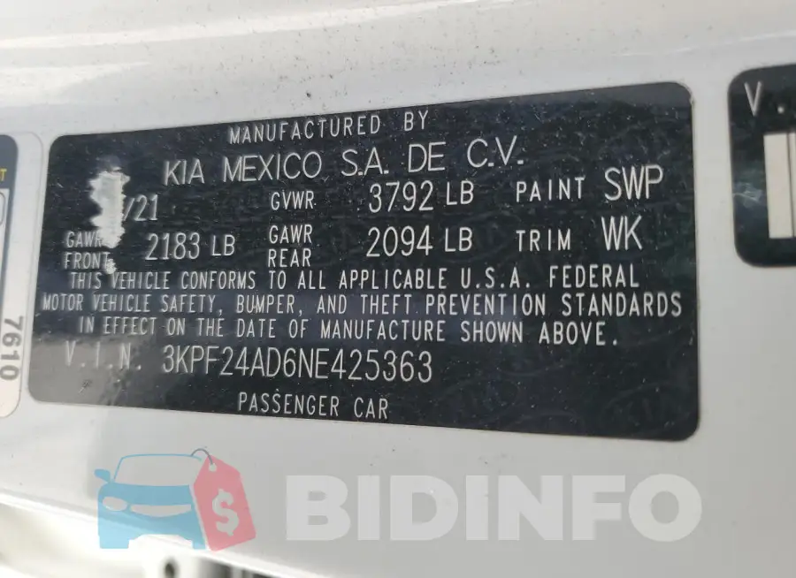 3KPF24AD6NE425363 Photo# 12