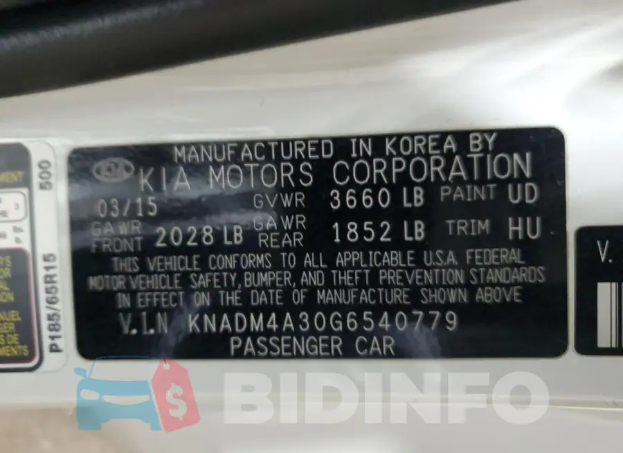 KNADM4A30G6540779 Photo# 12