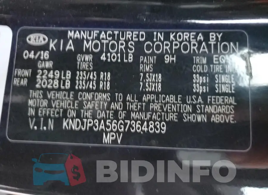 KNDJP3A56G7364839 Photo# 12