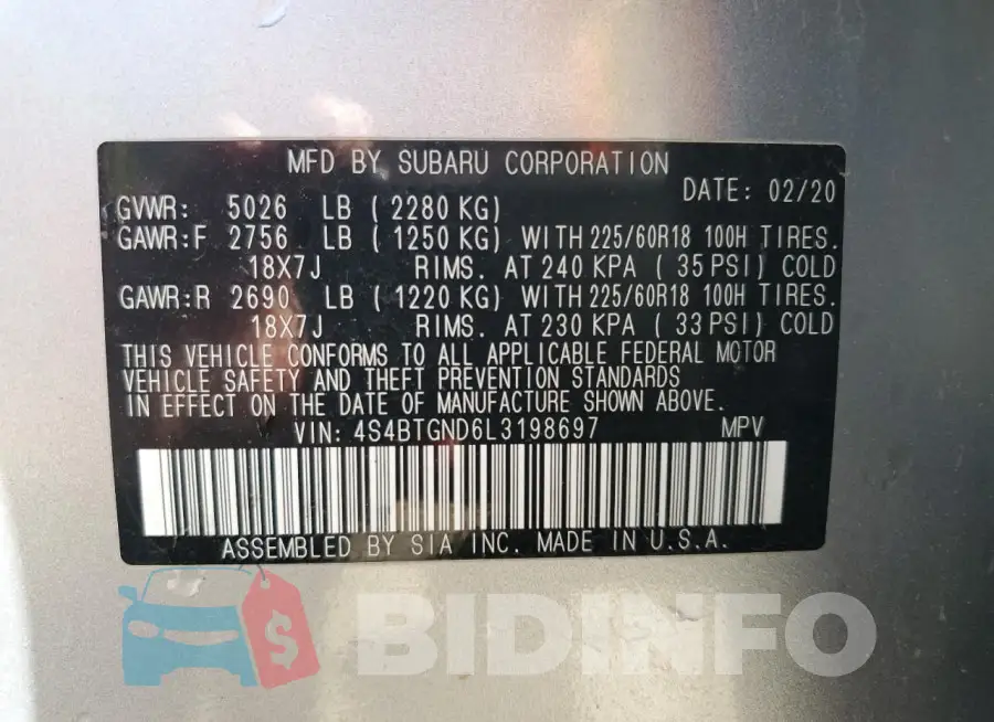 4S4BTGND6L3198697 Photo# 13