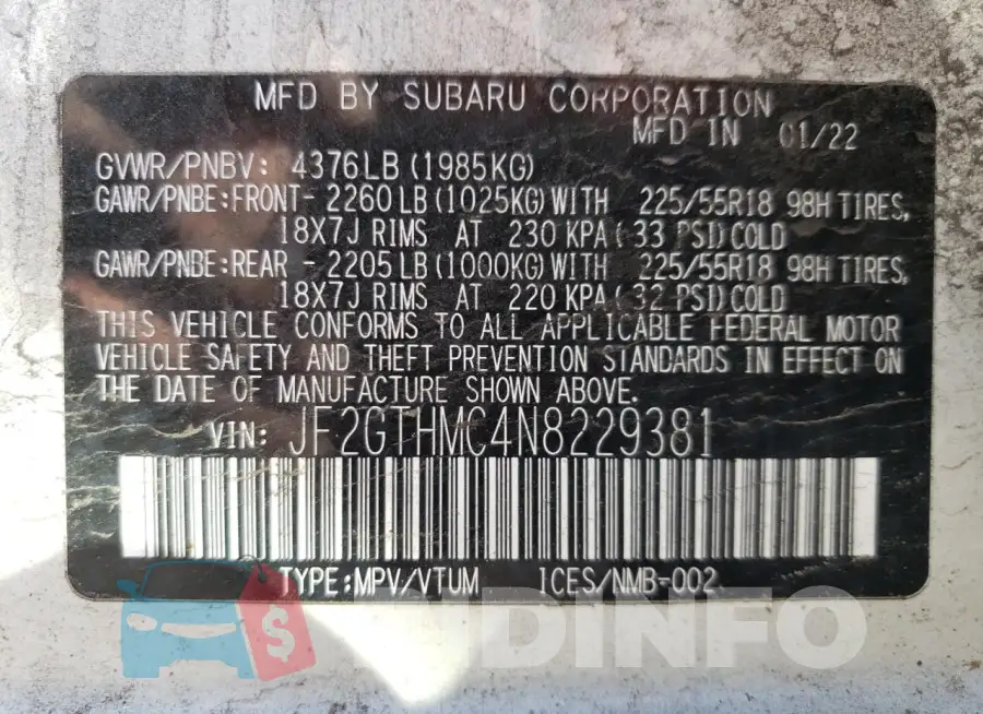 JF2GTHMC4N8229381 Photo# 13