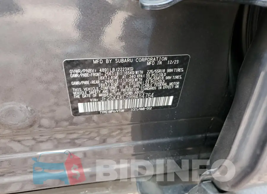 JF2SKAKC5RH484764 Photo# 13