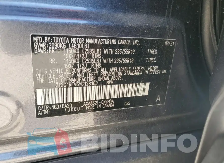 2T3C1RFV6MC128103 Photo# 13
