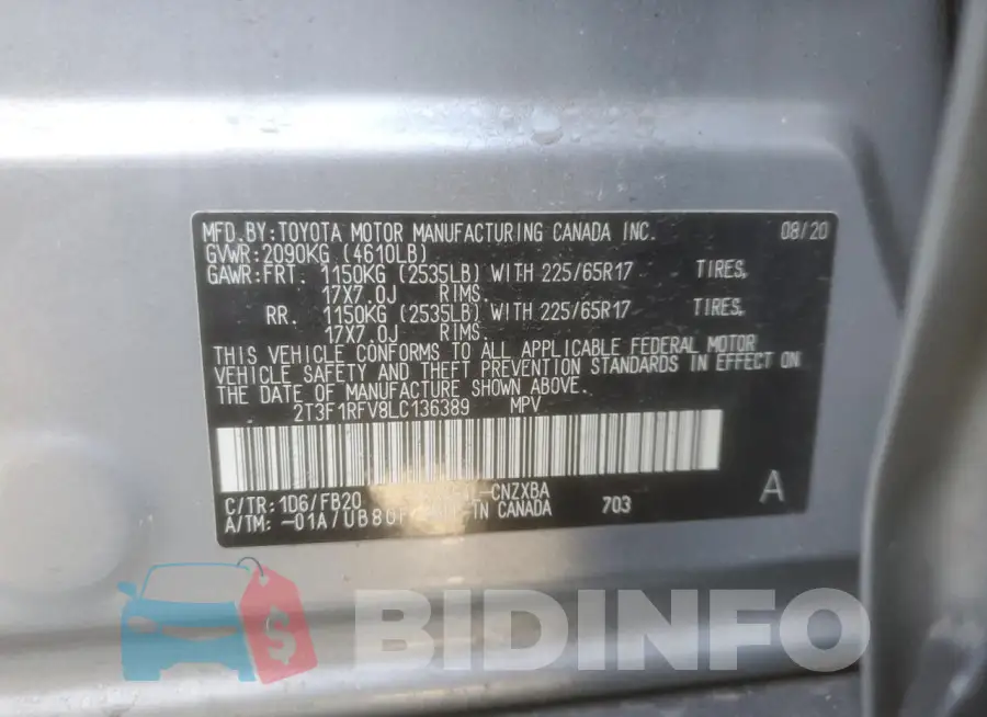 2T3F1RFV8LC136389 Photo# 14