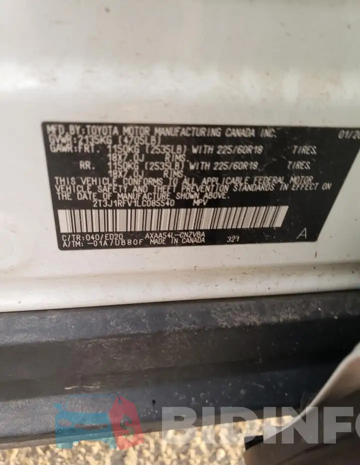 2T3J1RFV1LC085540 Photo# 13