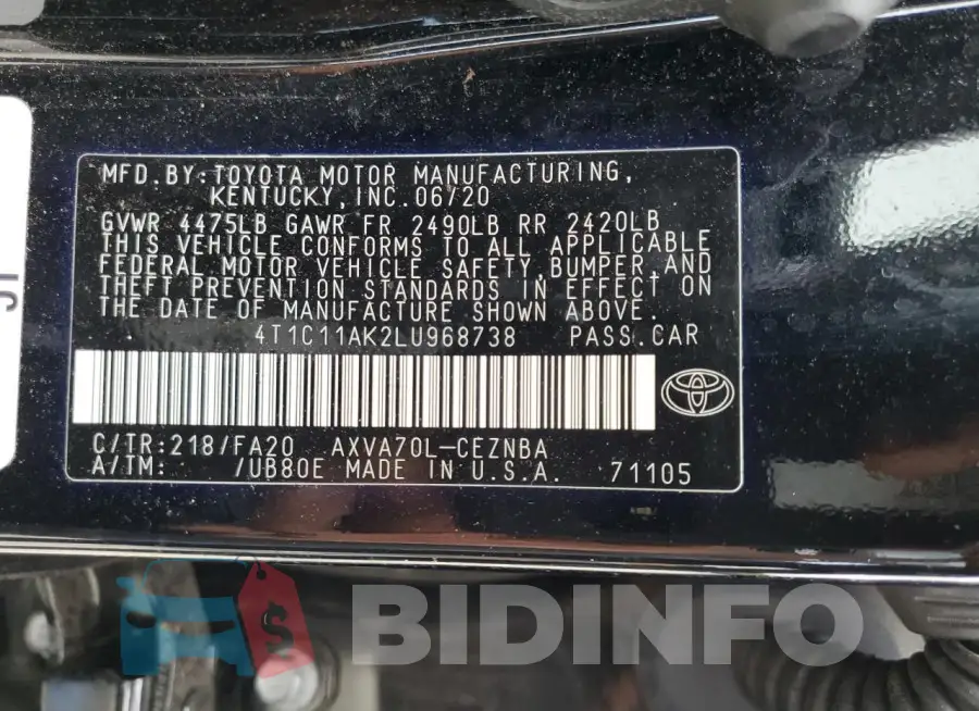 4T1C11AK2LU968738 Photo# 12