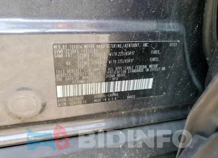 4T3RWRFV3PU101892 Photo# 14