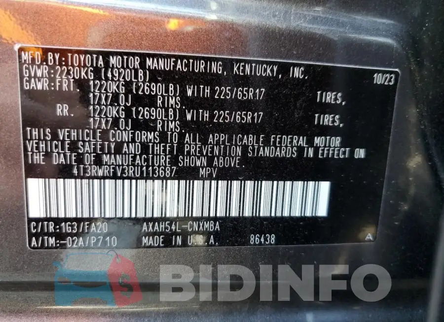 4T3RWRFV3RU113687 Photo# 14