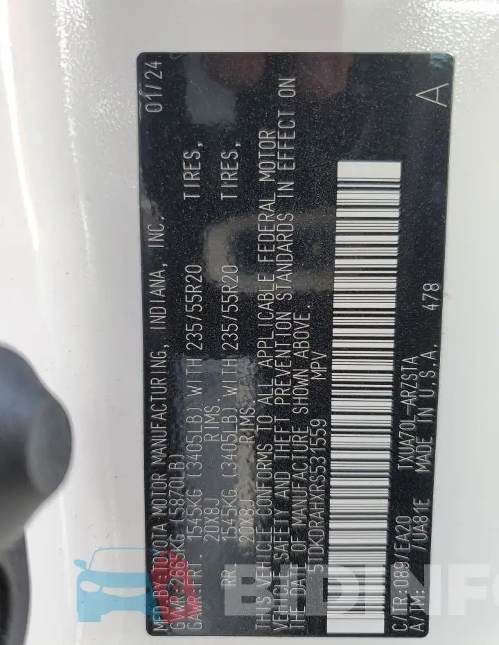 5TDKDRAHXRS531559 Photo# 13