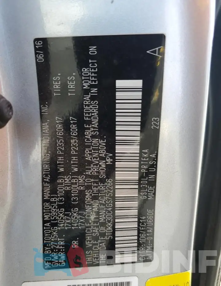 5TDKK3DC4GS752266 Photo# 14