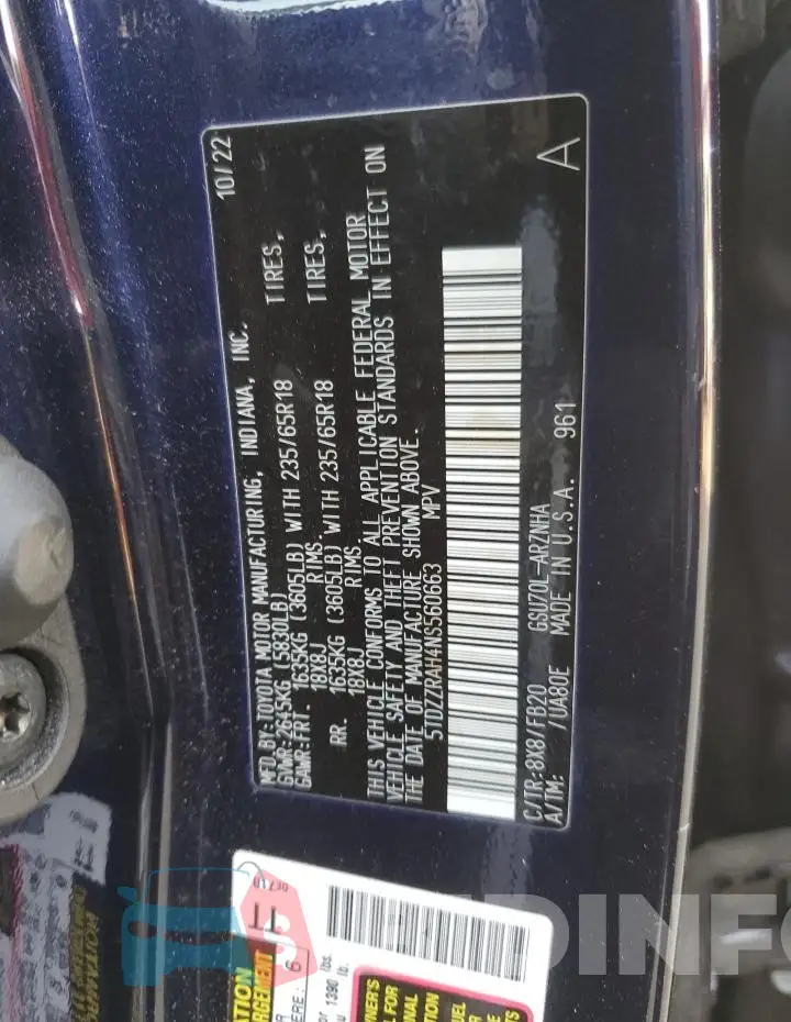 5TDZZRAH4NS560663 Photo# 13
