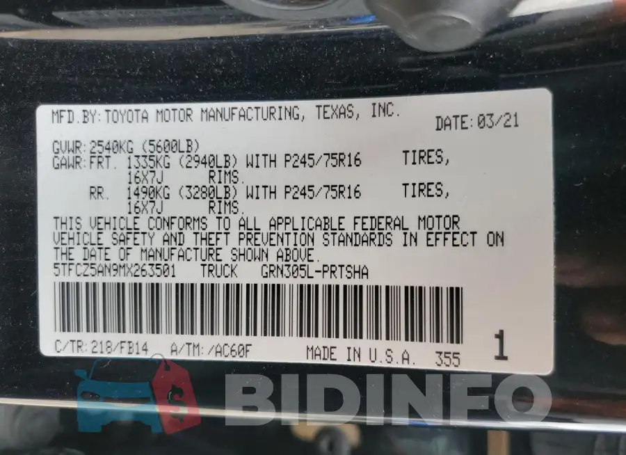 5TFCZ5AN9MX263501 Photo# 13