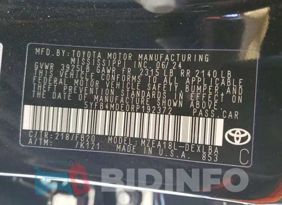 5YFB4MDE0RP192372 Photo# 12