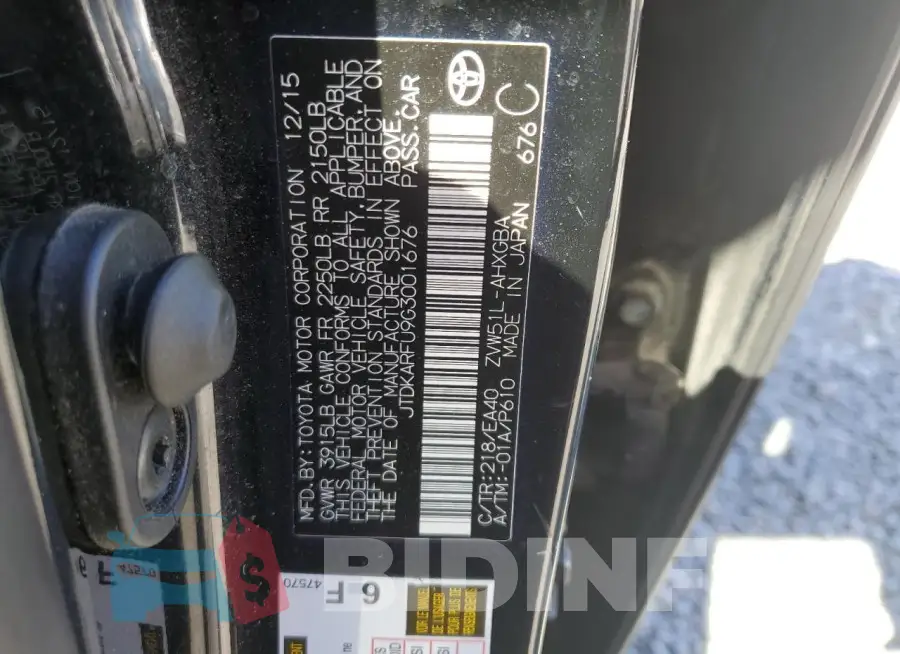 JTDKARFU9G3001676 Photo# 12
