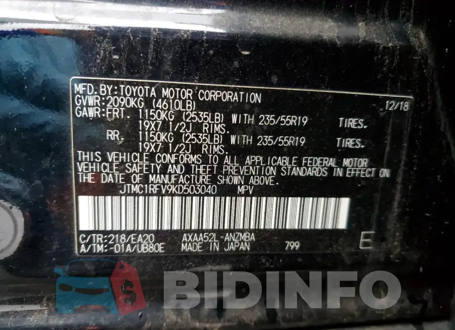JTMC1RFV9KD503040 Photo# 12