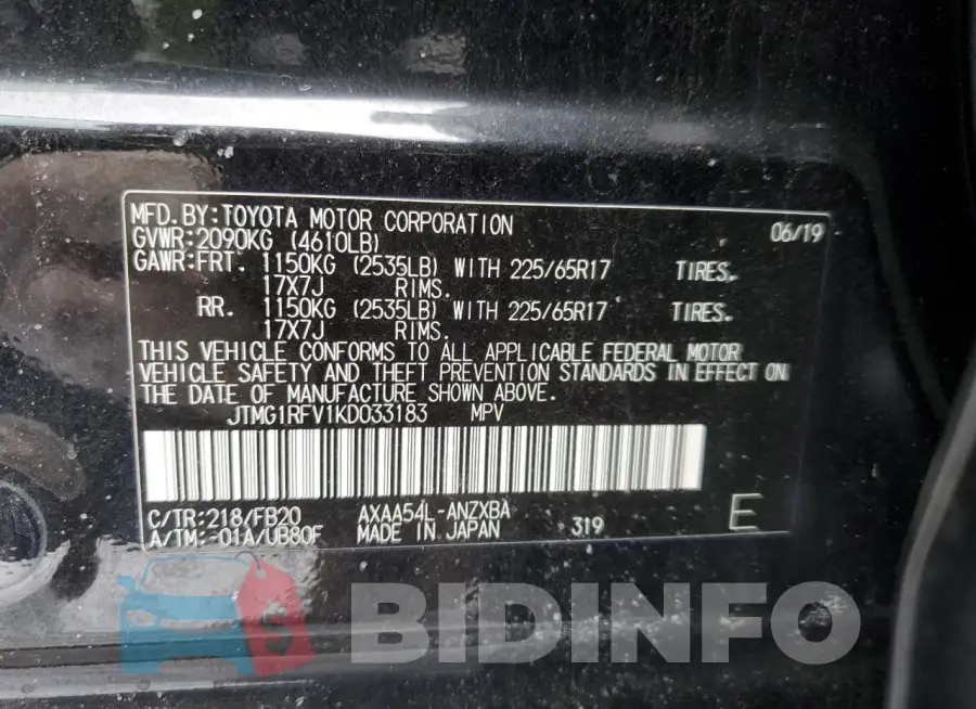 JTMG1RFV1KD033183 Photo# 14