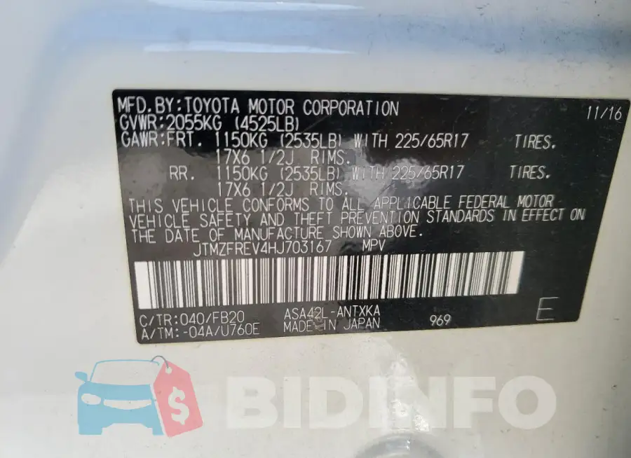 JTMZFREV4HJ703167 Photo# 12